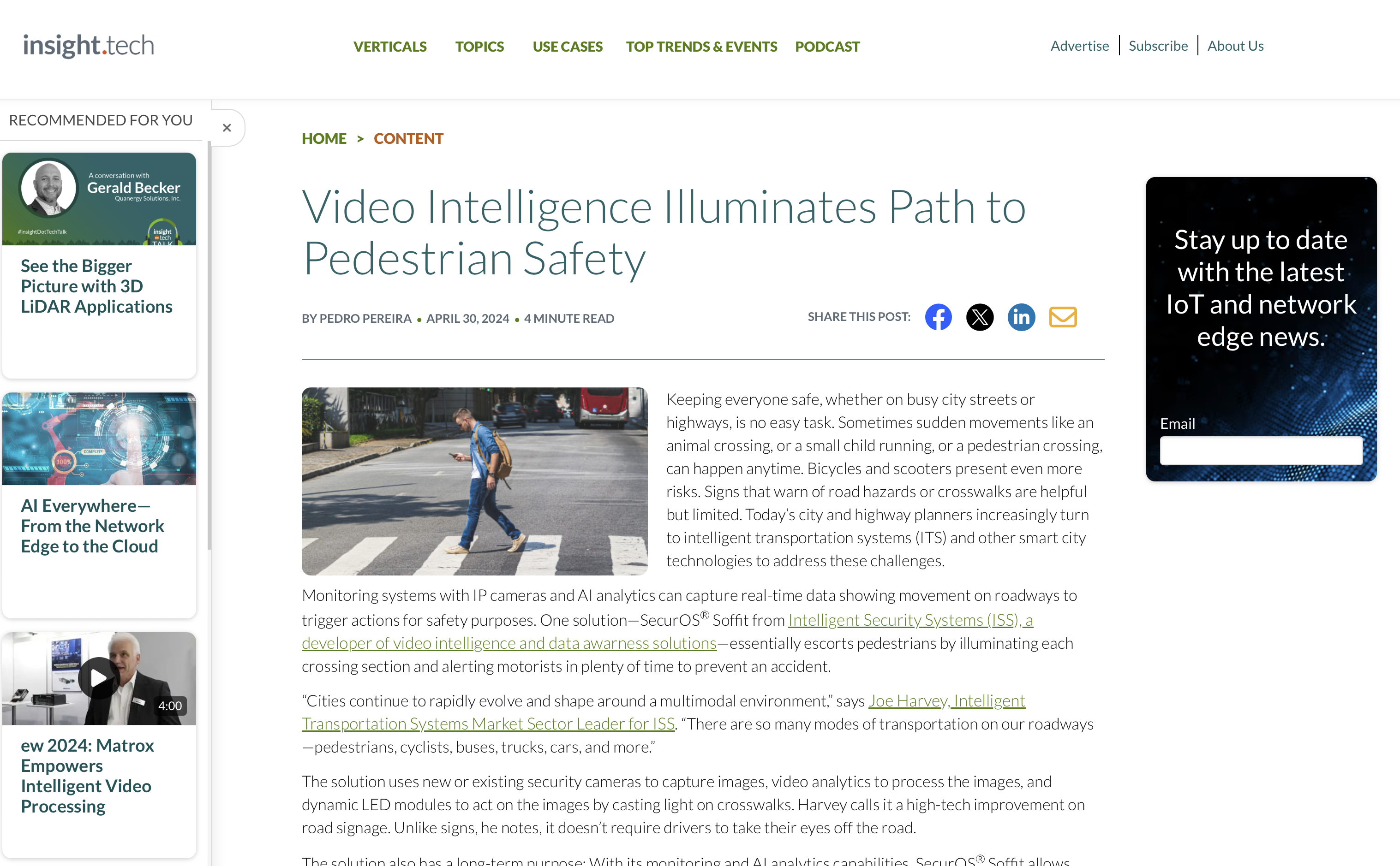 Video Intelligence Illuminates Path to Pedestrian Safety